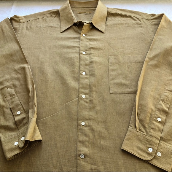 Donna Karan Signature Men’s Size 17.5 34/35 Gold Button-Up Collared Dress Shirt - Picture 15 of 15